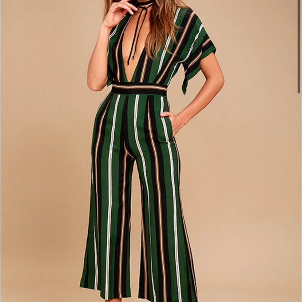 Faithfull the Brand Striped V Neck Jumpsuit